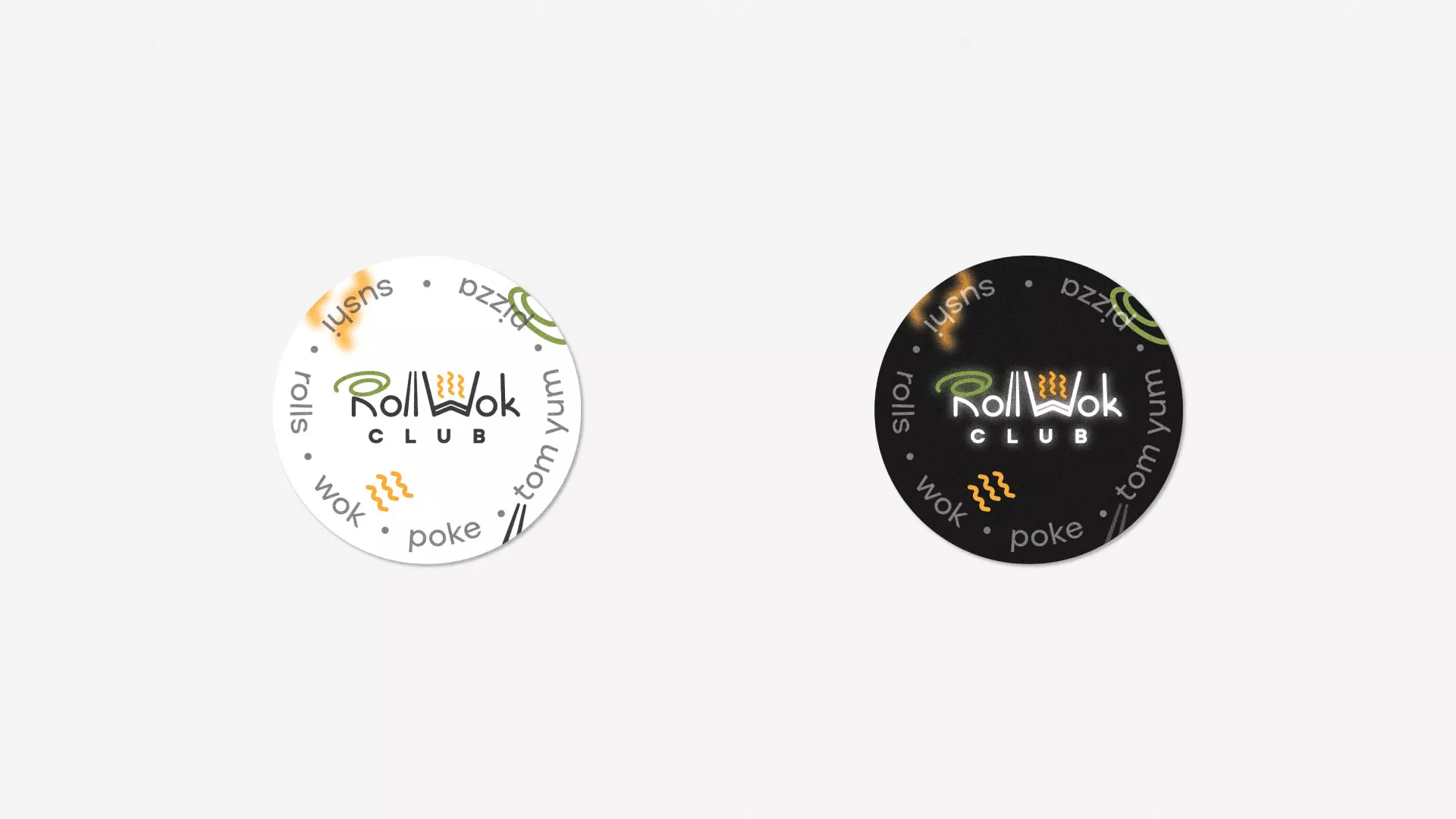 Разработка наклеек для суши-бара «Roll Wok Club» в Братске